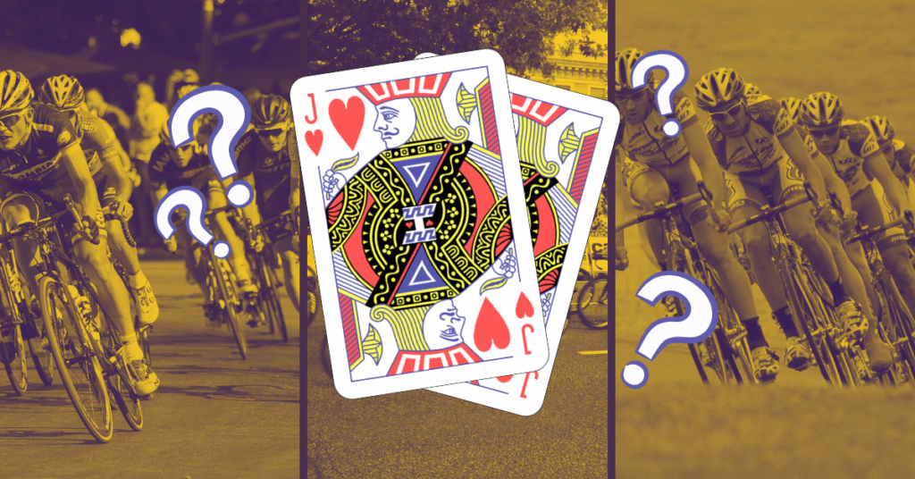 Jack cards on a background of cyclists